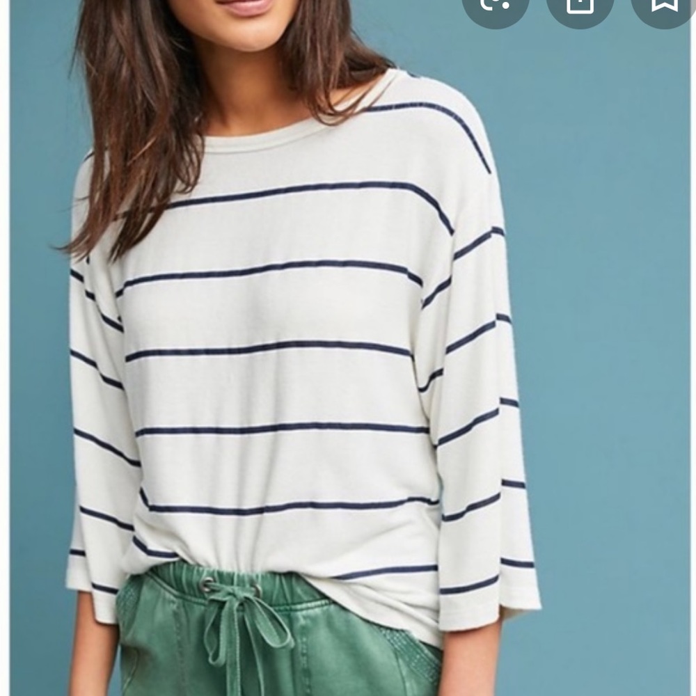 SUNDRY size 2 oversized white & navy sweater shirt